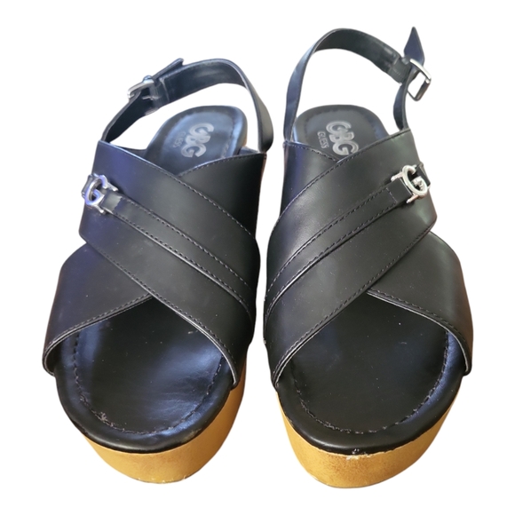 G By Guess Black Slingback Wedge Sandals/ GGDEE Style / 8.5M - Picture 5 of 12